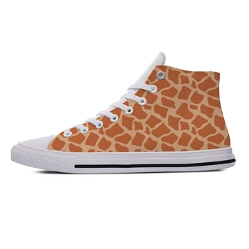 Маратонки с най-високо берцем под формата на животни-жирафи, мъжки и Женски юношеските забавни модни ежедневни обувки, парусиновые маратонки за бягане с 3D принтом, лека обувки