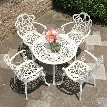 Маси и столове от алуминий, градина във вътрешния двор, хотелска мебел, Тераса, комбиниран метален кръгла маса за почивка