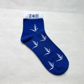 Мода 2023 г., Креативни памучни чорапи с голубиным модел, мъжки Спортни чорапи със средна дължина на едро