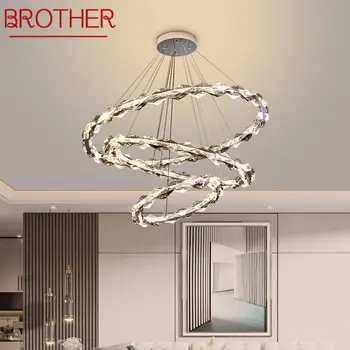 Модерна Кристален полилей BROTHER с led подсветка, Луксозни Пръстен, окачен лампа, начало декор за хол, трапезария, Спалня