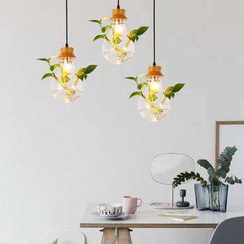 Модерни дизайнерски стъклени плафониери Свеж градински саксия ресторант магазин висящи лампи Витрина висящи лампи