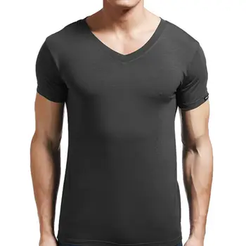 Мъжки дишаща тениска, модальная риза, къс ръкав, V-образно деколте, спортен топ, Класически трикотажни изделия мъжко бельо, секси ежедневни жилетки, тениски