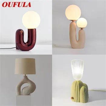 Настолна лампа от смола OUFULA, модерен, креативен дизайн, led настолна лампа, домашен декоративна Лампа За Спални