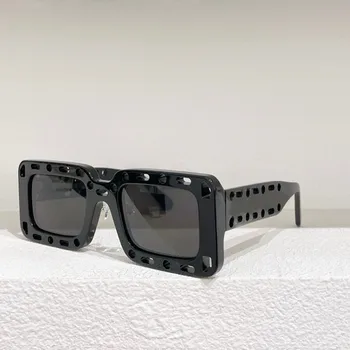 Нови модни квадратни женски мъжки слънчеви очила с отворени дупки, Женски БЕЛИ правоъгълни ацетатные очила OERI025 в стил хип-хоп