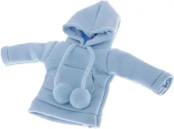 Облекло за кукли 1/6, hoody, спортно яке, пуловер, hoody с качулка, направена от материал, плат, цвят на избор, синьо, както е описано