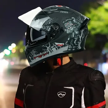 Ретро мотоциклет шлем, JK316 Wild Man Пълно покритие на Мотоциклети състезателна каска Стръмен предпазна каска за Безопасност за мъже и жени