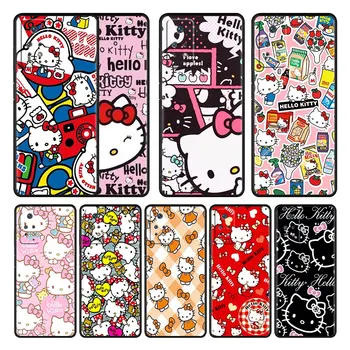Розово-Червена гама цветове Калъф за телефон Hello Kitty Redmi Note 11 9S 10 9 8 Pro 7 8T Redmi 9А 9В K40 10В K40s Черен Калъф от TPU Funda