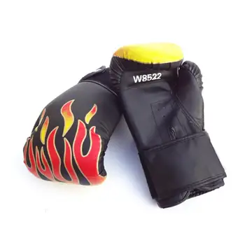 Ръкавици за практикуване на бокс и Муай Тай за възрастни с принтом Пламък от изкуствена кожа, Торба с пясък за ръце