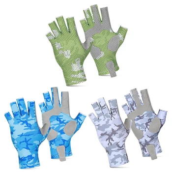 Ръкавици за риболов със силикон противоскользящим дизайн - Удобни, дишащи ръкавици за риболов с защита от слънцето