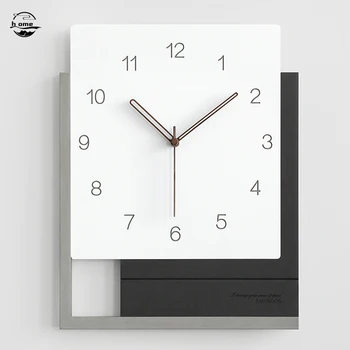 Стенен часовник в скандинавски квадратен стил, модерен дизайн, хол, ресторант, антре, кабинет, декоративен часовник, минималистичные безшумни стенни часовници