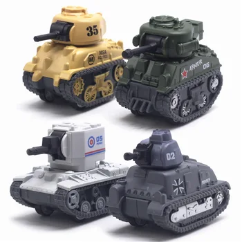 Супер сладки модели на танкове от сплав версия 1/64 4шт, играчки за децата, модели на военни автомобили, в джоба на играчки