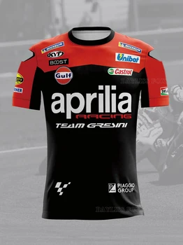 Тениска GP For Aprilia Racing Team, Мотоциклетът, червена/Черна, Мъжки Лятна Бързосъхнеща, Дишаща, Не Выцветающая, с къс ръкав, Потници