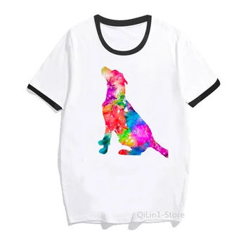 Тениска за любителите на кучета, Дамски дрехи, 2021, Забавна, Акварел тениска с Далматином/Такса/Лабредором/Чихуахуа, на Женската риза в стил Харадзюку