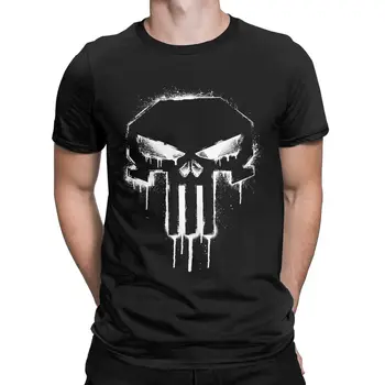 Тениска с логото на Marvel от Аэрозольной боя Punisher за Мъже, Тениска от 100% Памук, Тениски с кръгло Деколте и къс Ръкав, Графична Облекло