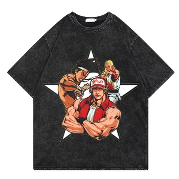Тениска с японския аниме, уличен боец, мъжки, дамски, лятна тениска с изображение Харадзюку, потници, тениски Унисекс, извънгабаритни
