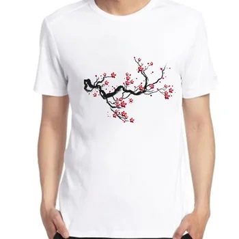 Тениски с графичен принтом като цветове на череша, модна тениска унисекс, ежедневни тениски оверсайз в японски стил, лятна мъжки дрехи