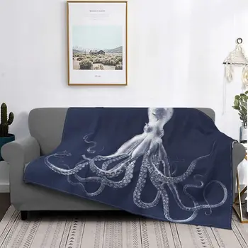 Флисовое одеяло с пипала на октопод the Rise of Great Cthulhu, одеяла за пътуване на дивана, ултра-меко плюшевое коварен одеяло