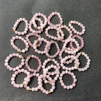 Цена на едро, красиви пръстени от естествен кристал лекарствен розов кварц в подарък