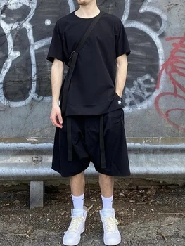 Широки къси панталони с ниска талия Ninja warning dwr, регулиране на талията с множество джобове, techwear ninjawear